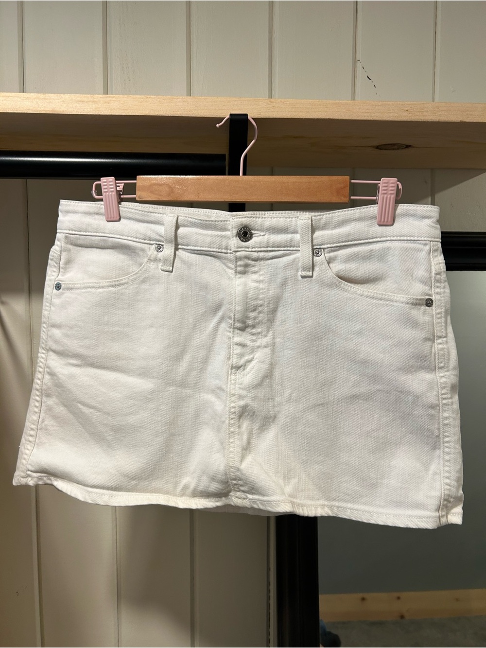 Ag Adriano Goldschmied White Denim‎ Micro Mini Skirt
